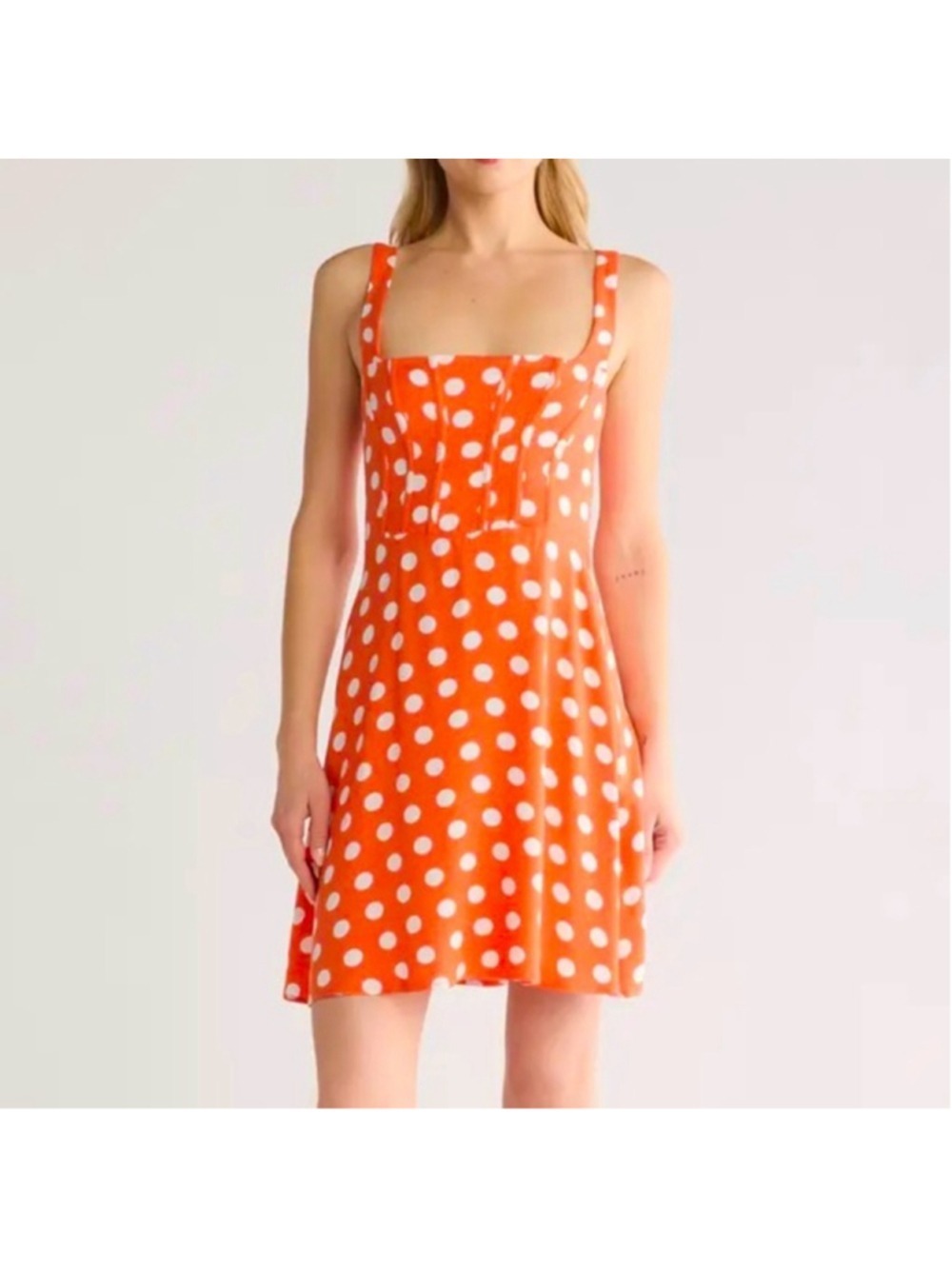 Women's AFRM Orange White Polka Dot Mini Dress S